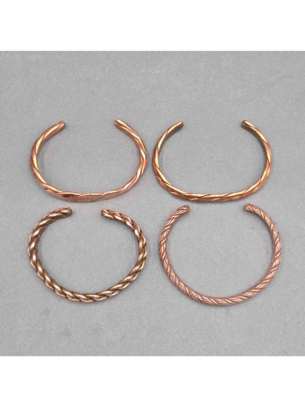 Vintage Copper Cuff Bracelet Set Braided Twisted Heavyweight Statement Lot 4pc - Picture 6 of 15